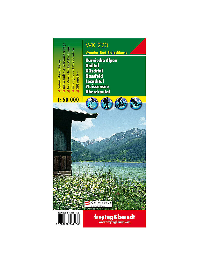 FREYTAG & BERNDT Wanderkarte Karnische Alpen-Gailtal-Gitschtal-Nassfeld-Lesachtal-Weissensee-Oberdrautal, 1:50.000 keine Farbe